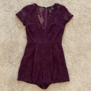 Forever 21 Burgundy Lace Romper